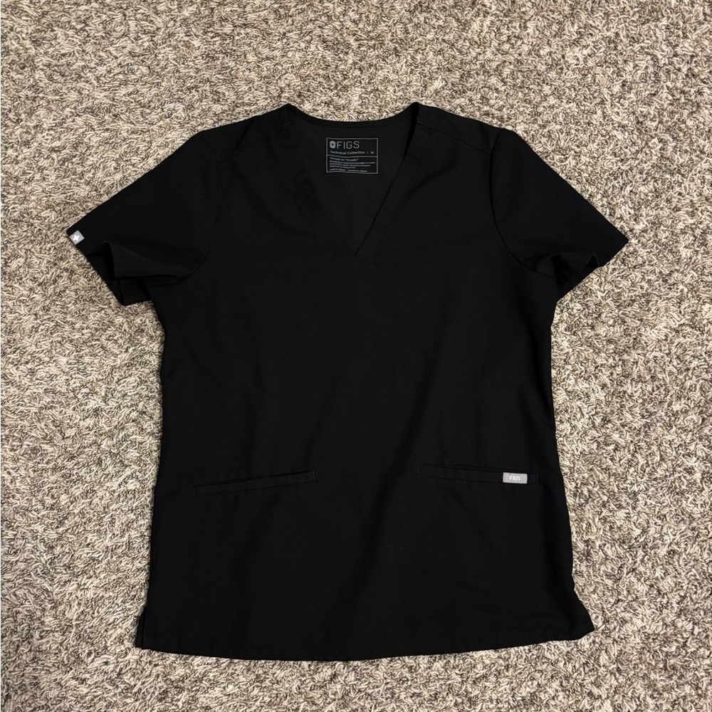 FIGS Technical Collection Scrub Top – Black, Size M